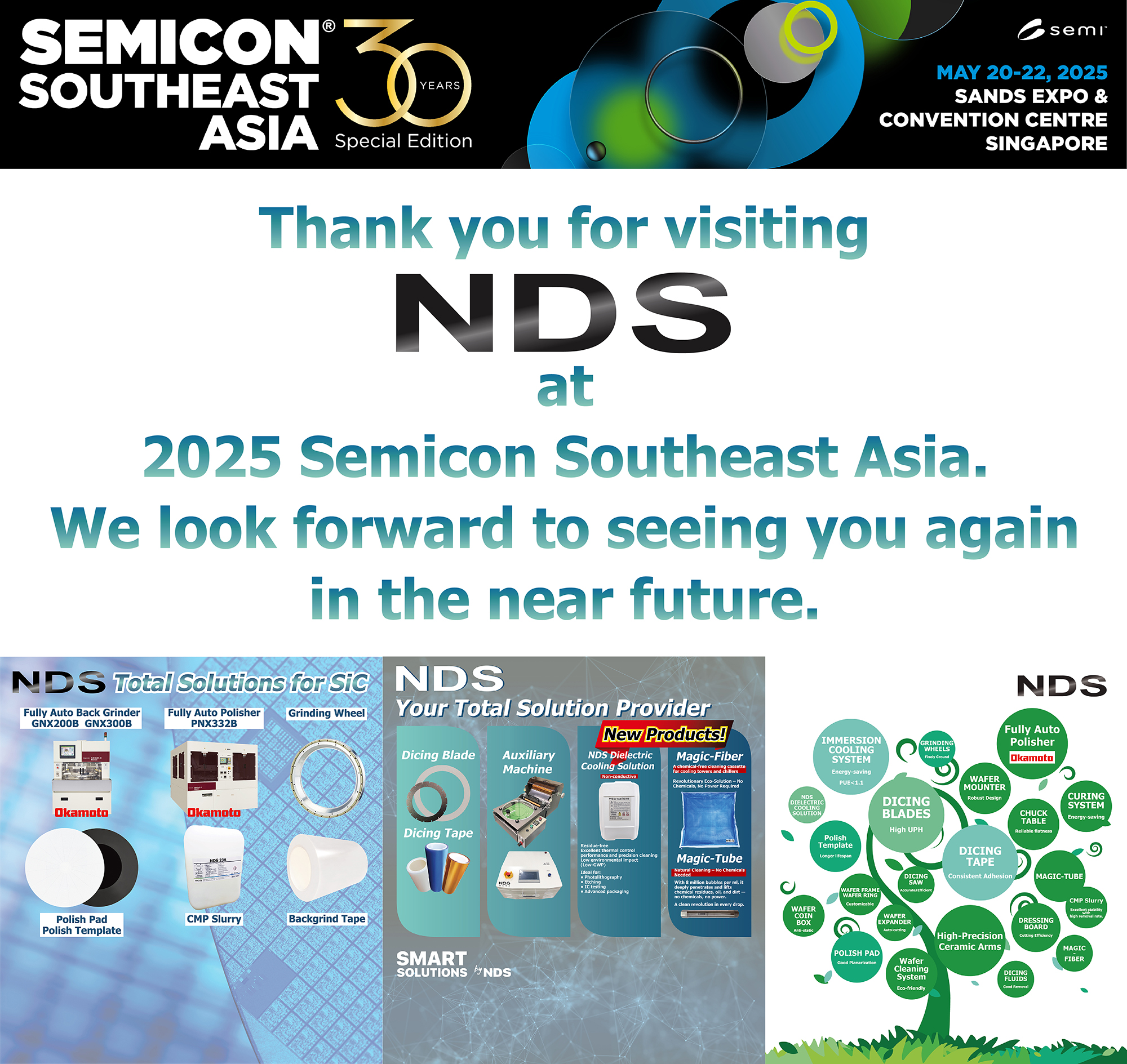 NDS 台灣日脈, NDS Immersion Cooling System, NDS Dicing Service Center Taiwan, Totally Dicing, Dicing Saw, Automatic Dicing Saw, NDS Dicing System, Dicing Tape, Dicing Blades, Grinding Wheel, Dicing Accessories, Auxiliary Machines, Dicing Fluids, Wafer Cleaner, Dressing Board, Cguck Table, Wafer Mounter, New Metal Bond Blade for dicing system-in-package (SiP), Metal Bond Blade, system-in-package, Polishing Pad, Polishing Template, Wafer Ring, Wafer Coin Box, 切磋琢磨, Dicing, Lapping, Polishing, Grinding, 台灣半導體展, 半導體展, 半導體, 切SiP金屬刀, 系統級封裝, 金屬刀, SiP, New Metal Bond Blade for dicing system-in-package (SiP), Metal Bond Blade, system-in-package, Noah, 3000A, Noah 3000A, FK-5-1-12, 全氟己酮, SC115, 環保滅火劑, 3M, Novec, Fluorinart, FC-3283, 高組織抗凍液, Galden, Solvex, Noah, 3000A, Noah 3000A, heat dissipation, PFAS, PFAS-based, 氟化物, 氟化液, 清洗, 焊接, 冷卻, 散熱, 塗佈, Coolant, Cleaning, Cooling, Soldering, Coating, Chiller, Low GWP, Green, Inventec, Inventec Performance Chemicals, THERMASOLV, 替代3M氟化物在半導體的應用, Green, SEMICON SOUTHEAST ASIA, SEMICON SEA, 東南亞半導體展, 新加坡半導體展